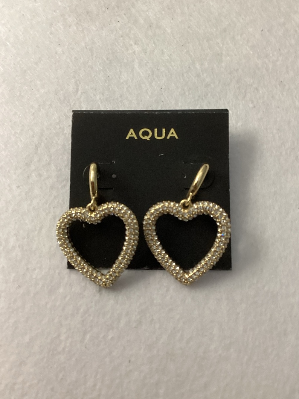 Aqua Gold Heart Pavé Drop Earrings